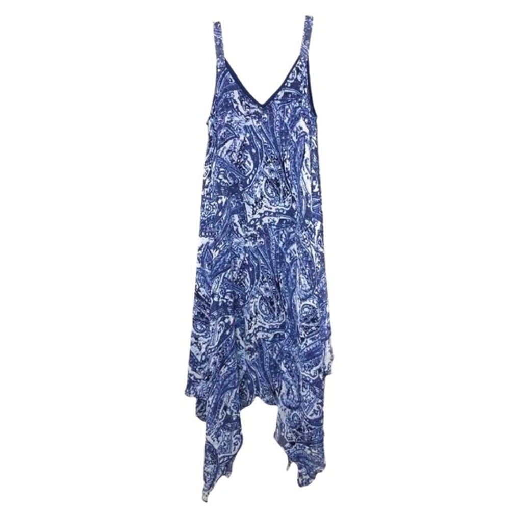 NWT - CUPIO navy blue & white handkerchief hem spaghetti strap dress size medium